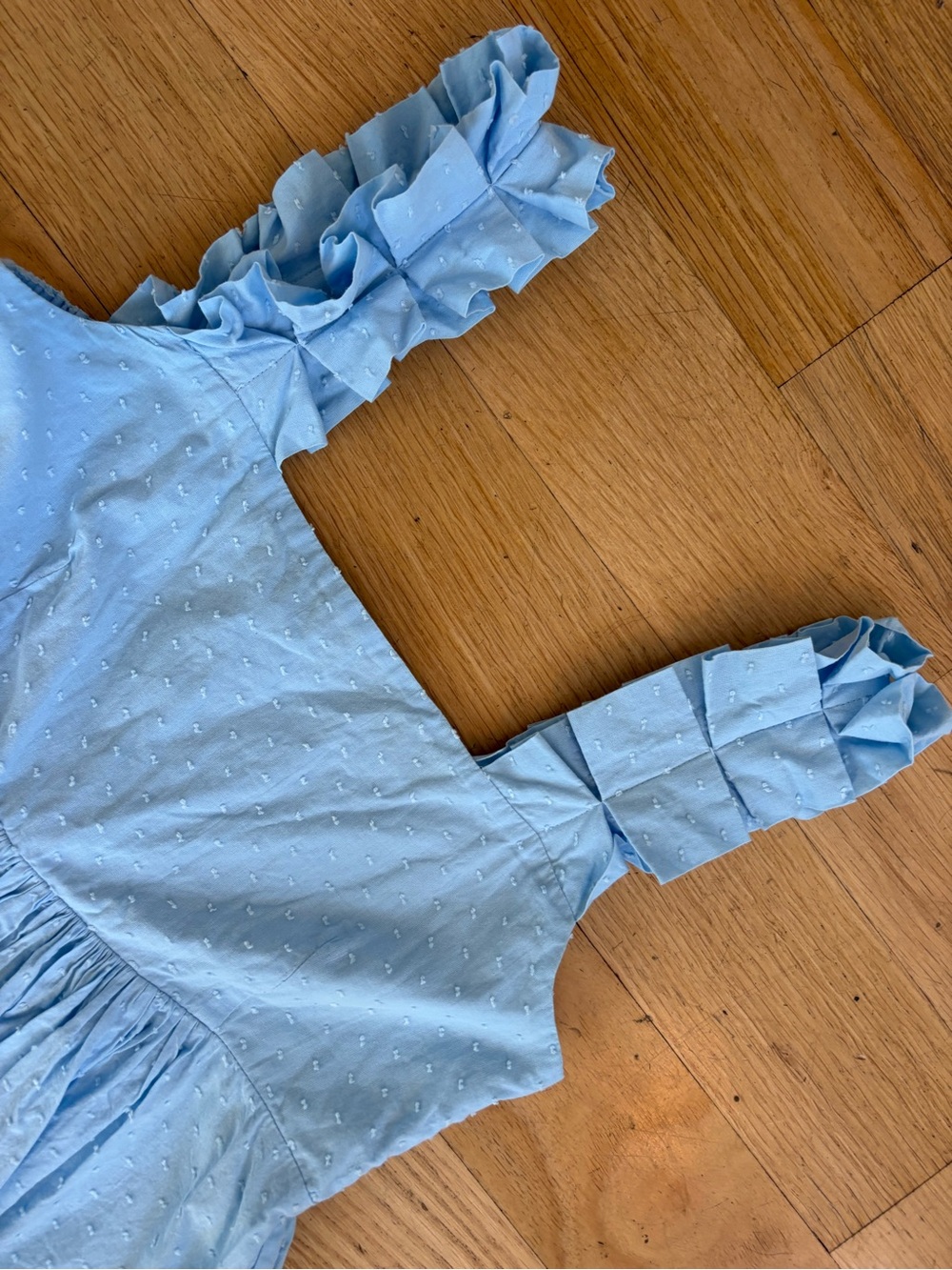 Light Blue Ruffled Strap Dress - Picture 2 of 6